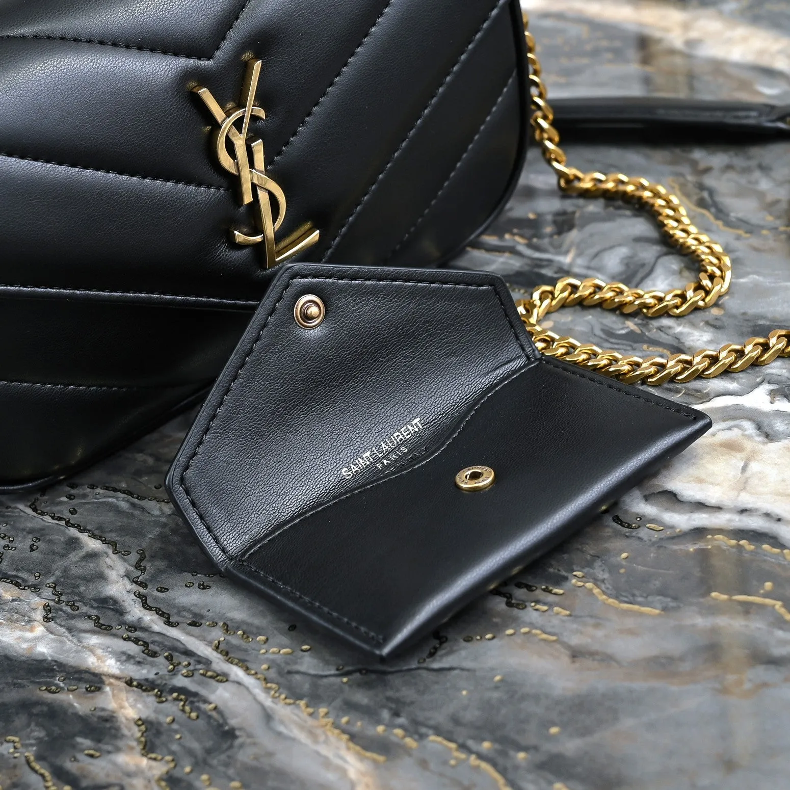 3 Size - Elegant Black Herringbone Shoulder Bag