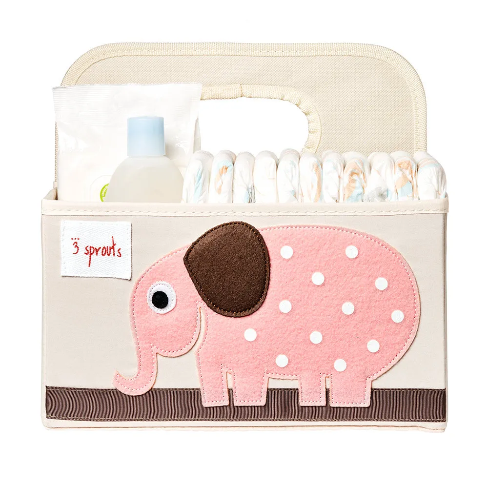 3 Sprouts Nappy Caddy Elephant Pink