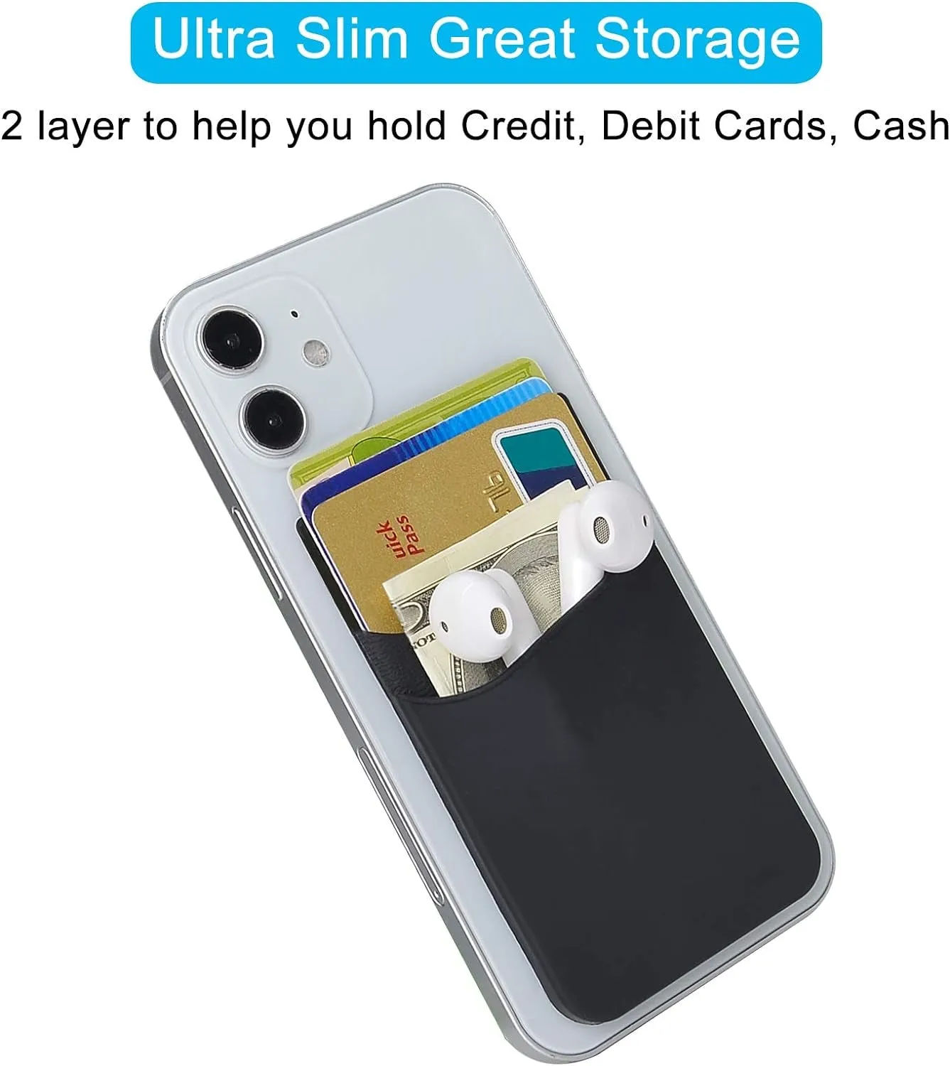 4 Pack Card Holder for Back of Phone, Phone Wallet