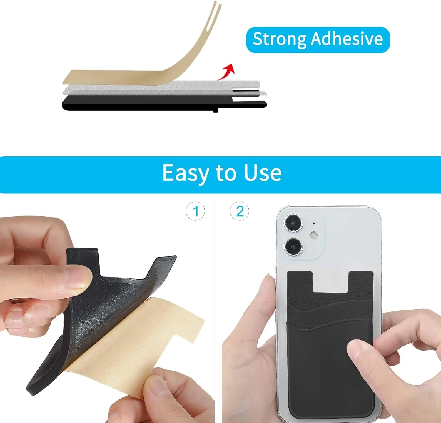 4 Pack Card Holder for Back of Phone, Phone Wallet