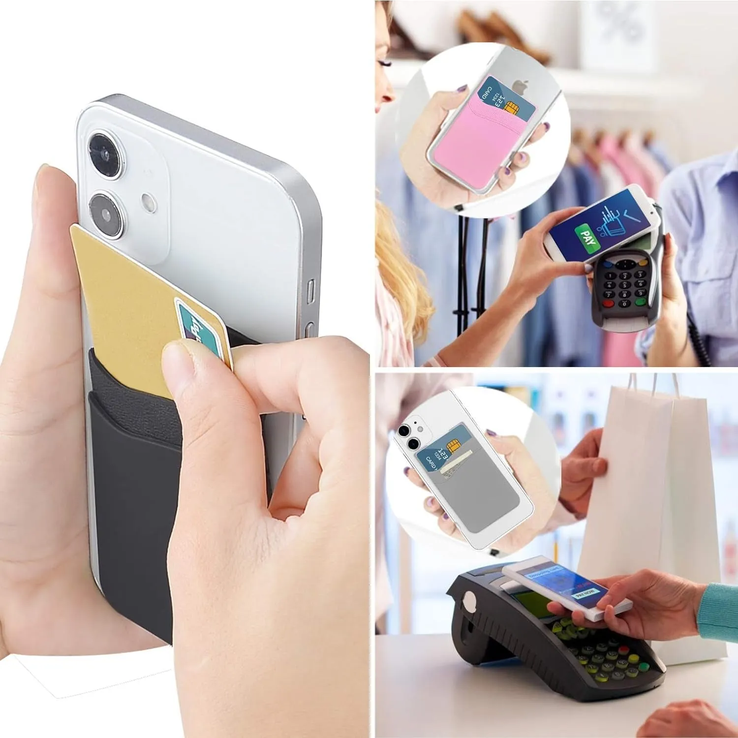 4 Pack Card Holder for Back of Phone, Phone Wallet