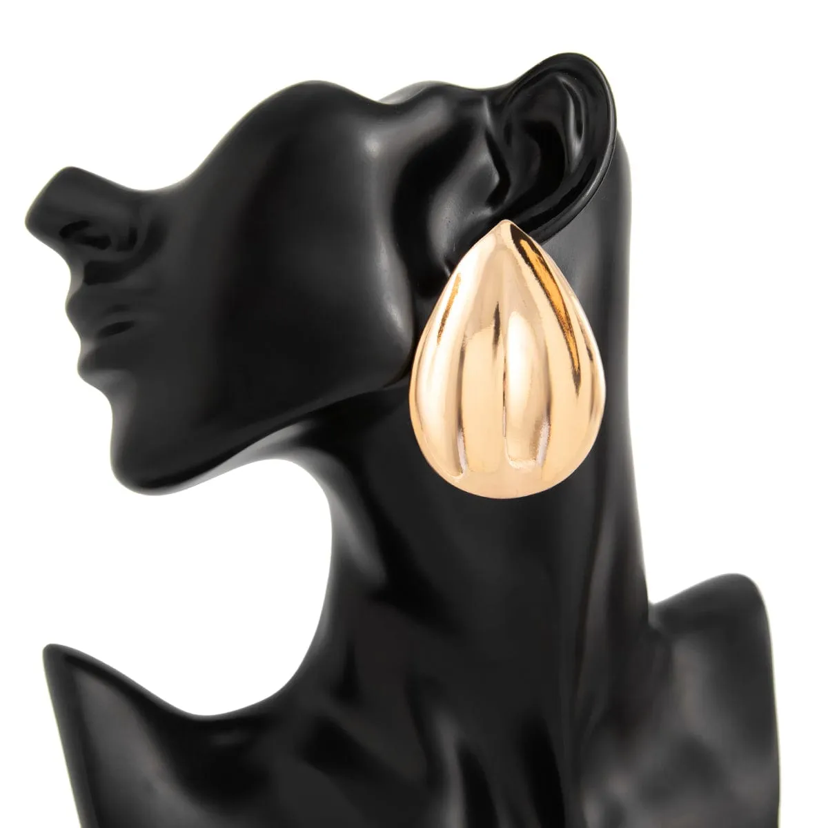 Abstract Gold Silver Tone Textured Waterdrop Earrings