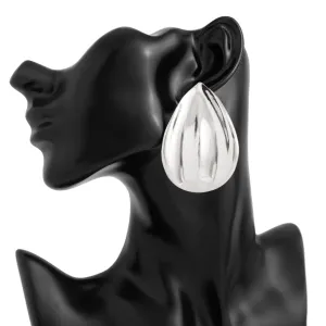 Abstract Gold Silver Tone Textured Waterdrop Earrings