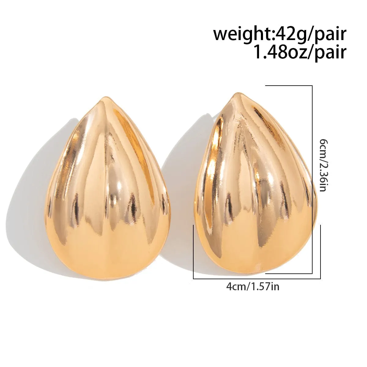 Abstract Gold Silver Tone Textured Waterdrop Earrings