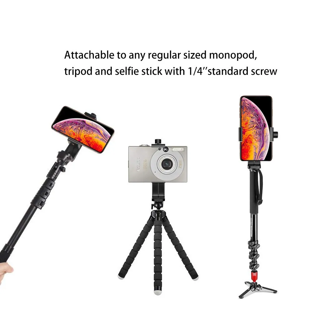Ailun Tripod Phone Mount Holder Head Standard Screw Adapter Rotatable Digtal Camera Bracket Selfie Lens Monopod Adjustable Ring Light for Camcorder iPhone X XR Xs Max 8 7Plus Galaxy s10 s9 plus Note10