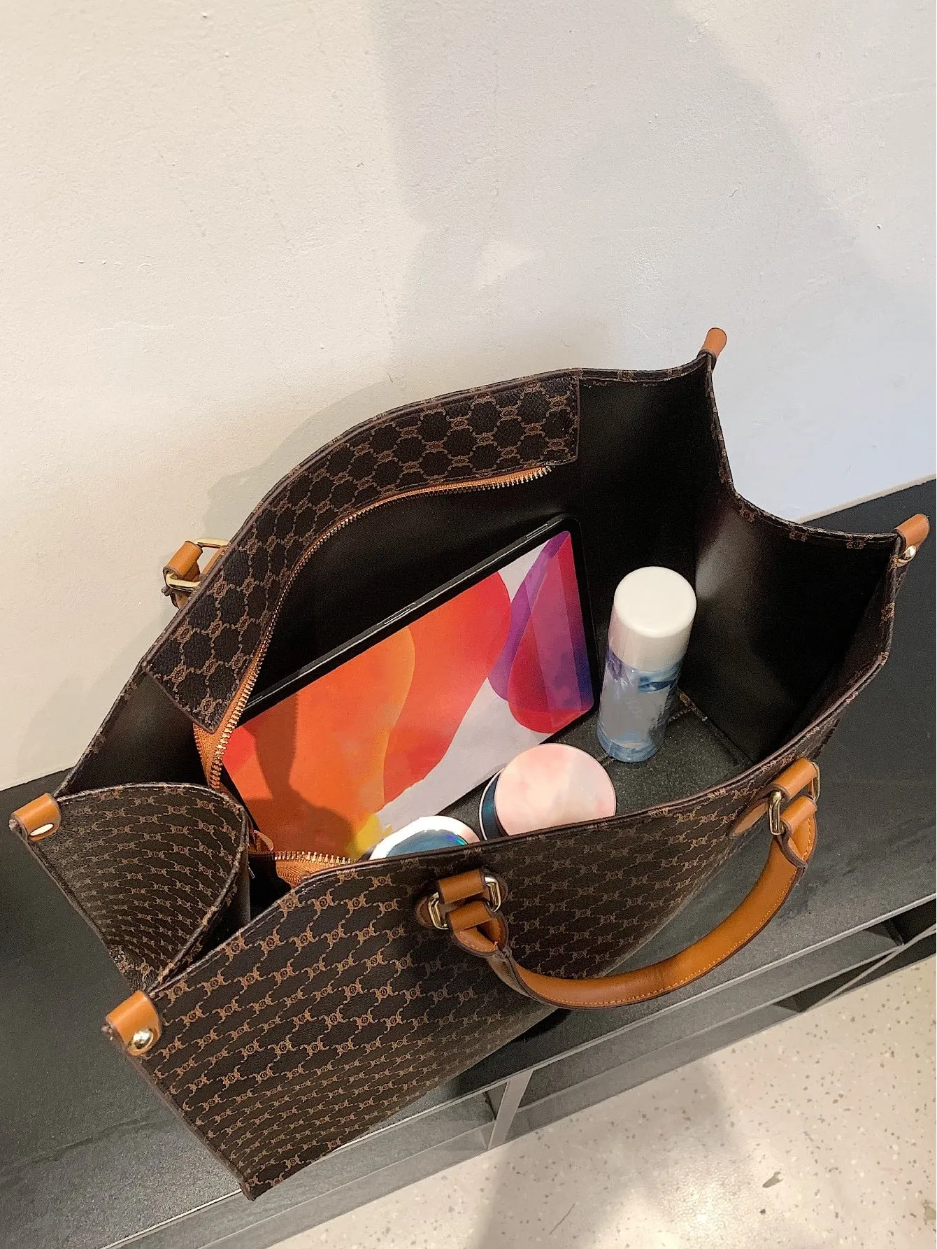 All Over Print Top Handle Bag - Multicolor