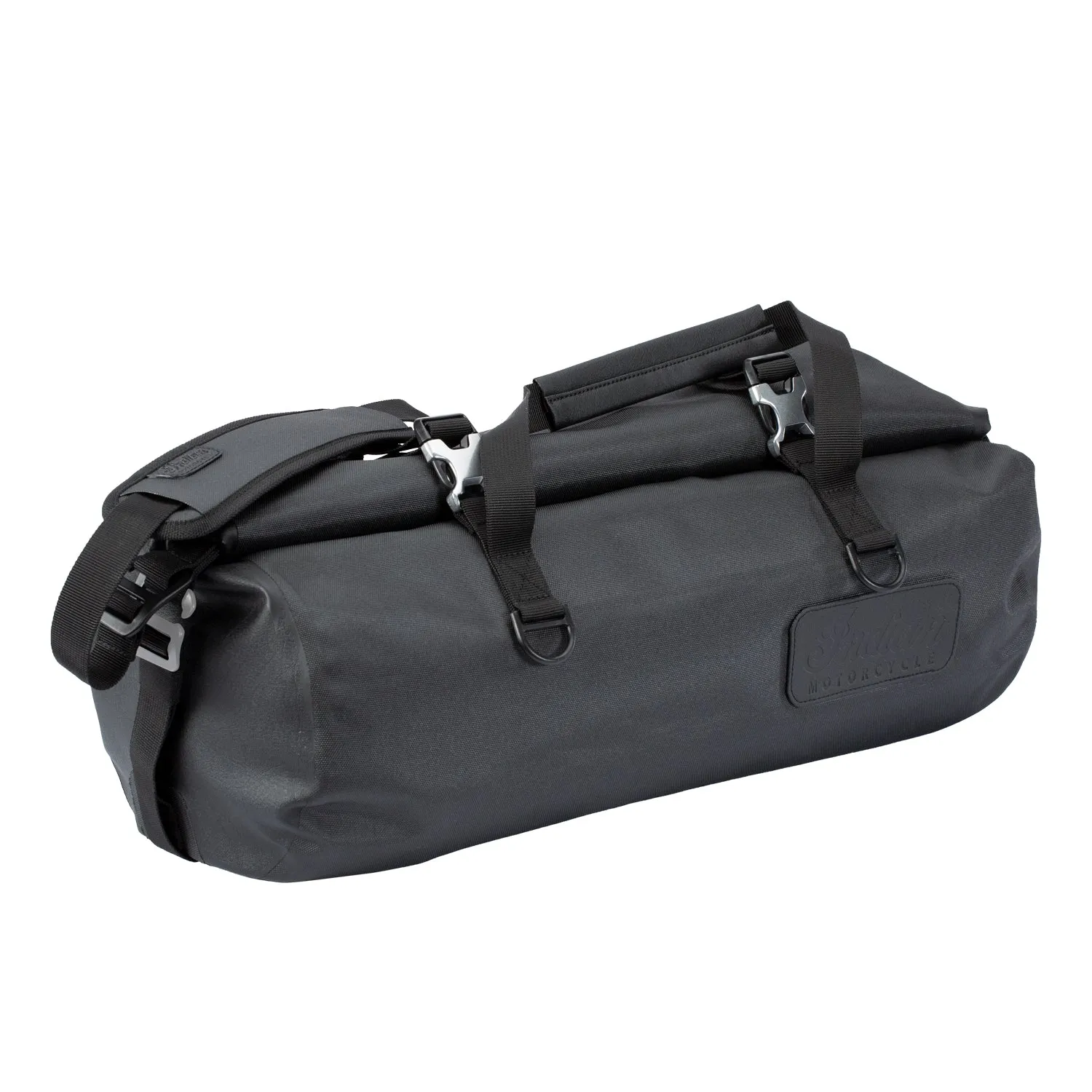 All-Weather Vinyl Duffle Bag with Shoulder Strap, Gray/Black