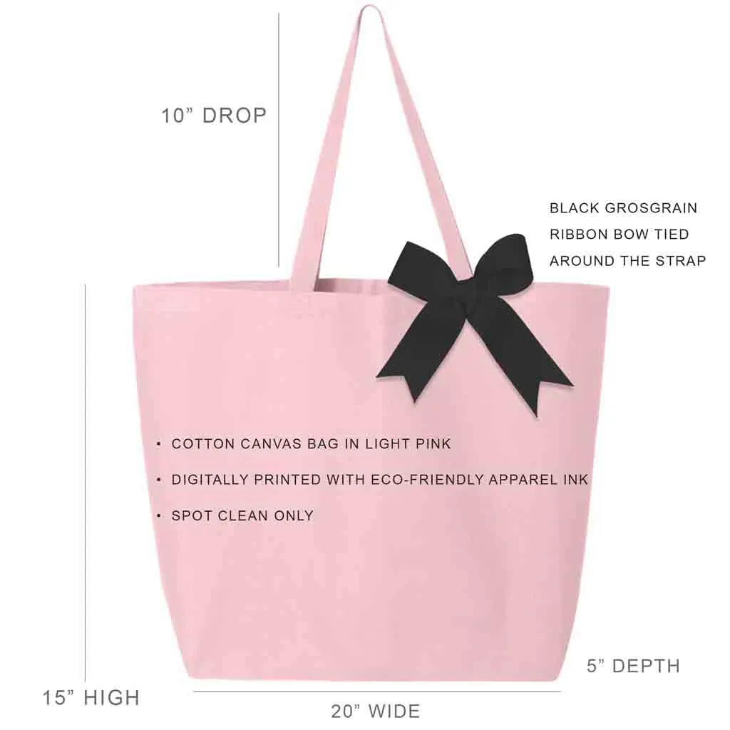 Alpha Phi Pink Canvas Tote Bag with Black Bow
