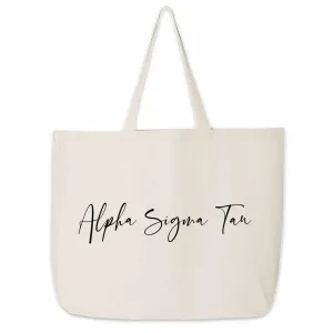 Alpha Sigma Tau Script Writing Nickname Canvas Tote Bag