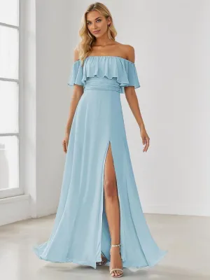 Angelina ball dress with split in light blue Express NZ wide