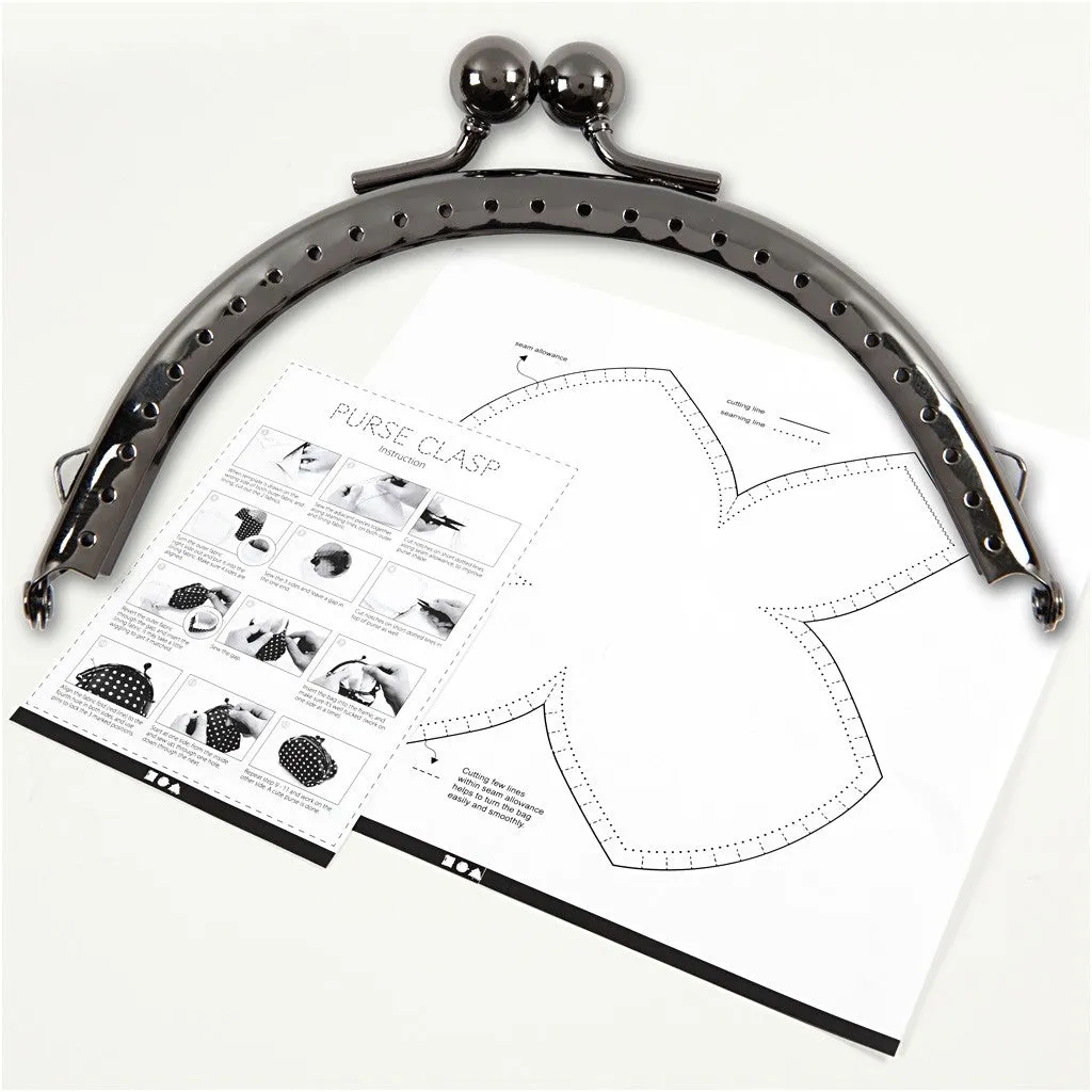 Antique Silver Metallic Curved Purse Clasp Kit With Sewing Holes Bag Accessories