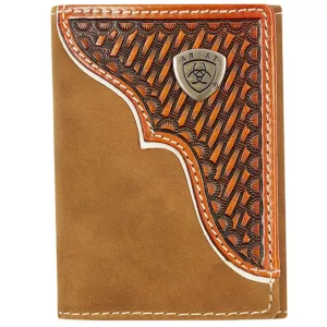 Ariat Tri-Fold Wallet Basket Weave Overlay