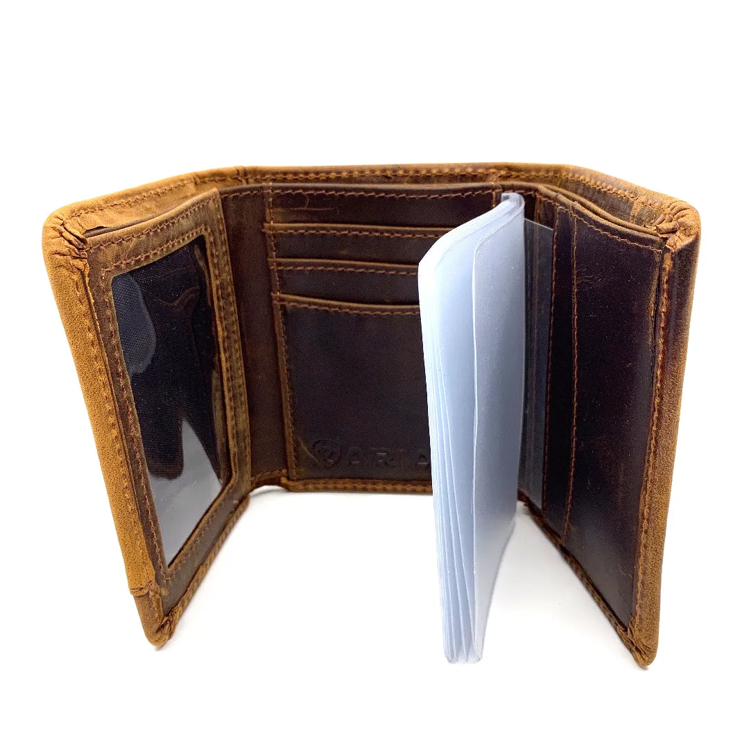 Ariat Tri-Fold Wallet Basket Weave Overlay