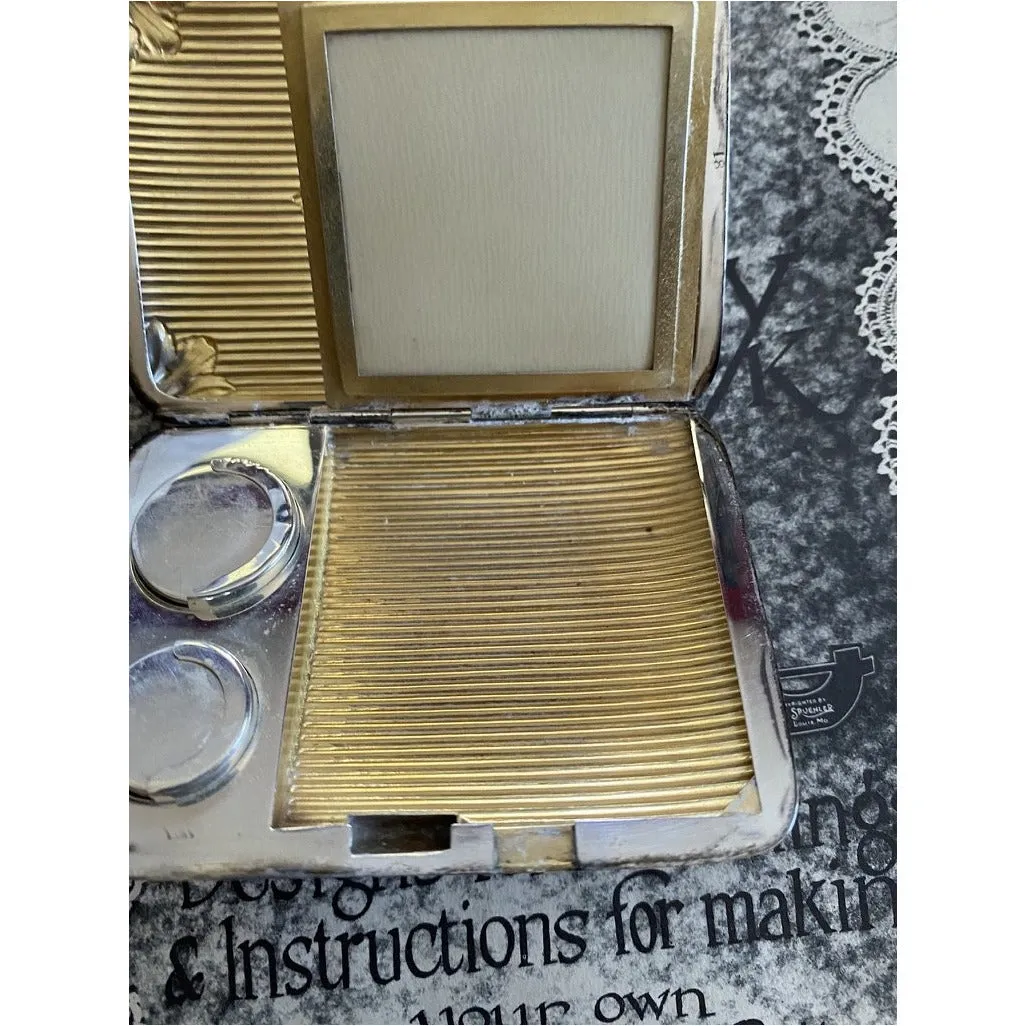 Art Deco EJB CO. Sterling Silver/ 18K YG Compact Purse/Cigarette Case
