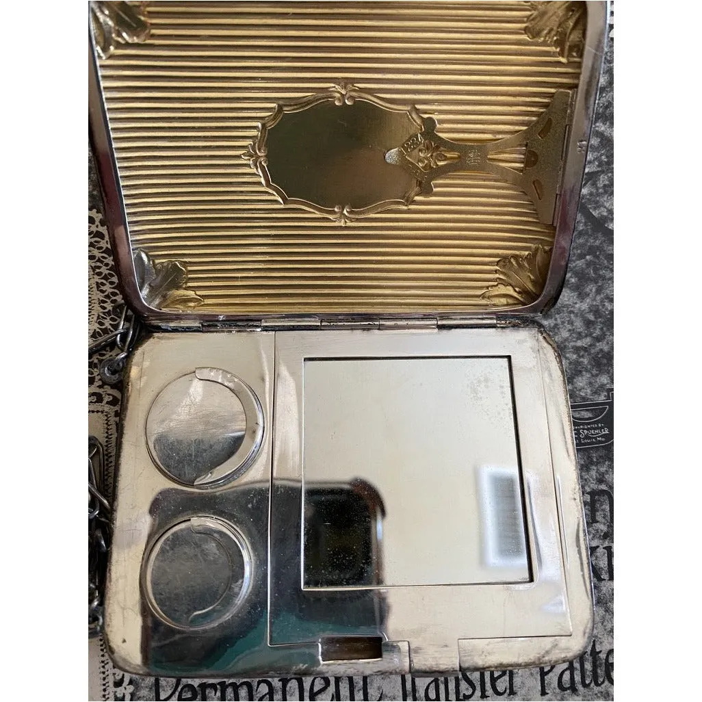 Art Deco EJB CO. Sterling Silver/ 18K YG Compact Purse/Cigarette Case