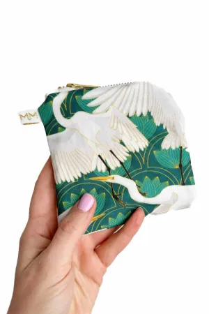 Art Deco Great Egret Mini Travel Pouch