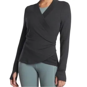 Athleta Poise Dance Wrap Black Versitile Closet Staple Workout Size L