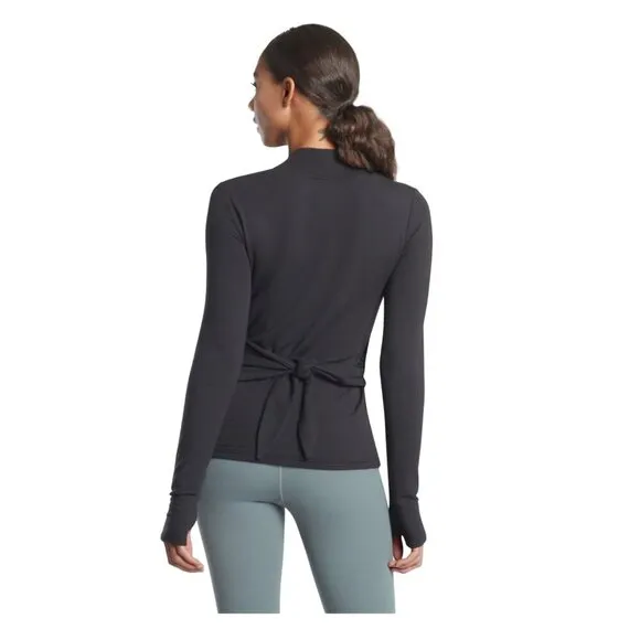 Athleta Poise Dance Wrap Black Versitile Closet Staple Workout Size L