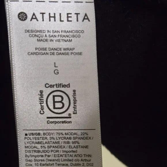 Athleta Poise Dance Wrap Black Versitile Closet Staple Workout Size L