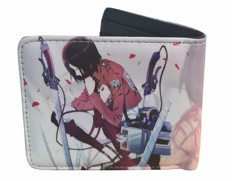 Attack on Titan Anime Wallet - Mikasa Ackerman - Unisex - White / Premium PVC Leather