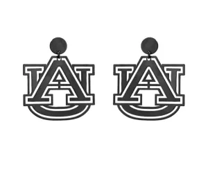Auburn Black Metal Logo Earrings