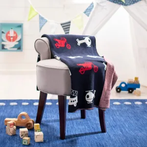 Baby Throw - Navy/Red 32" X 40" Blue Novelty Neutral Transportation