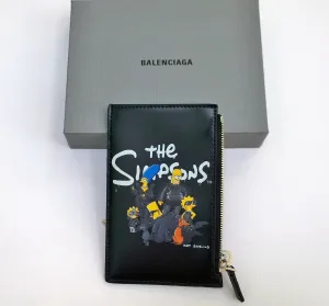 Balenciaga x Simpsons Card Wallet Black Leather Case