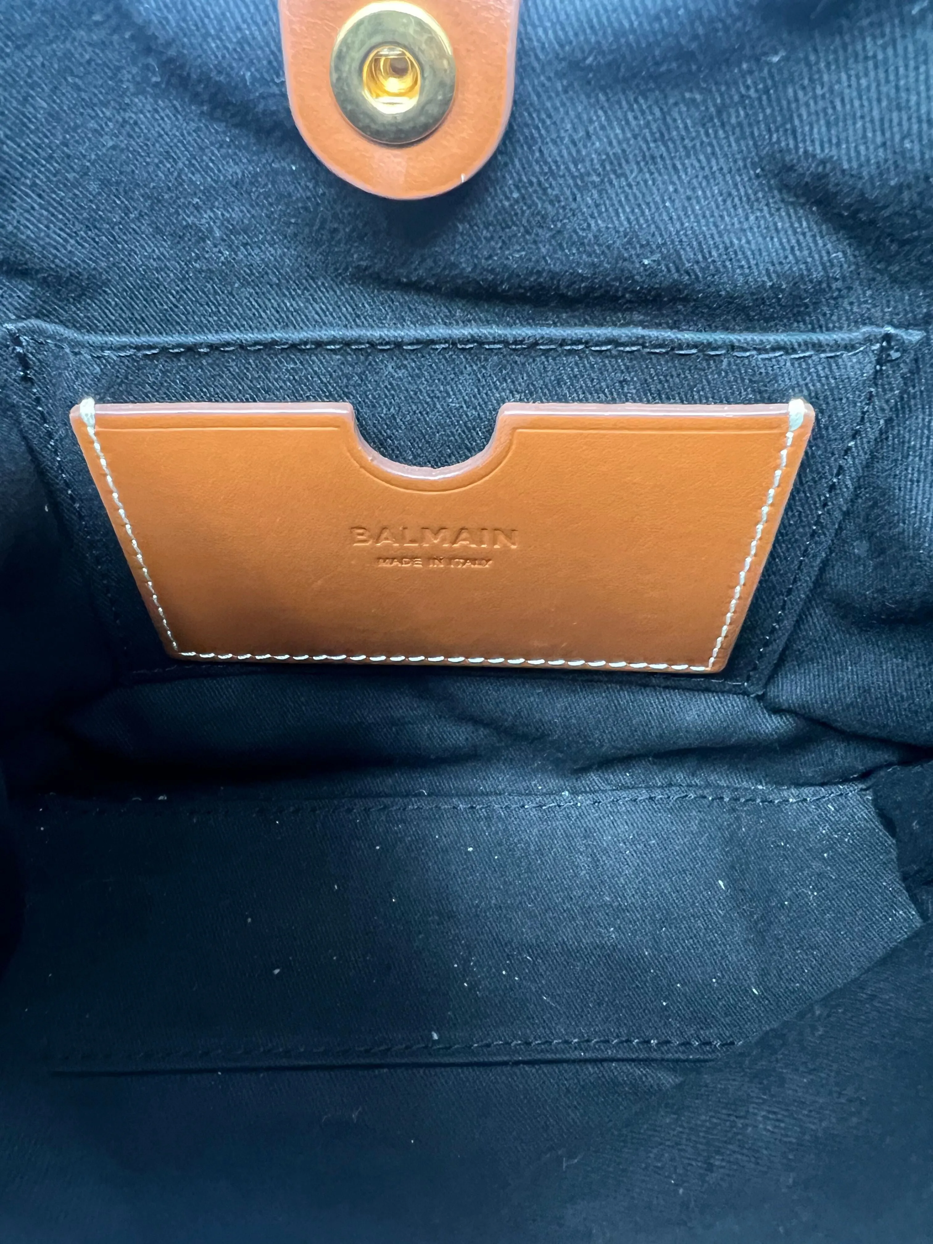 Balmain Luggage/Natural 'B-Army' Logo Canvas Mini Grocery Bag