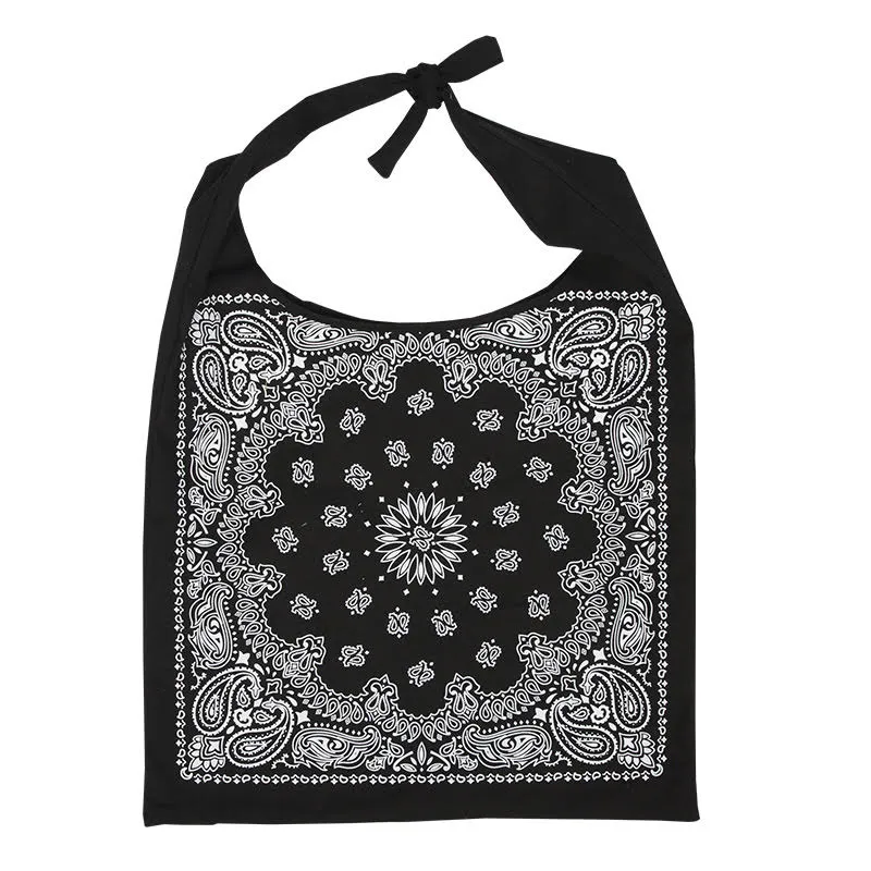 Bandana Print Large Shoulder Bag Black
