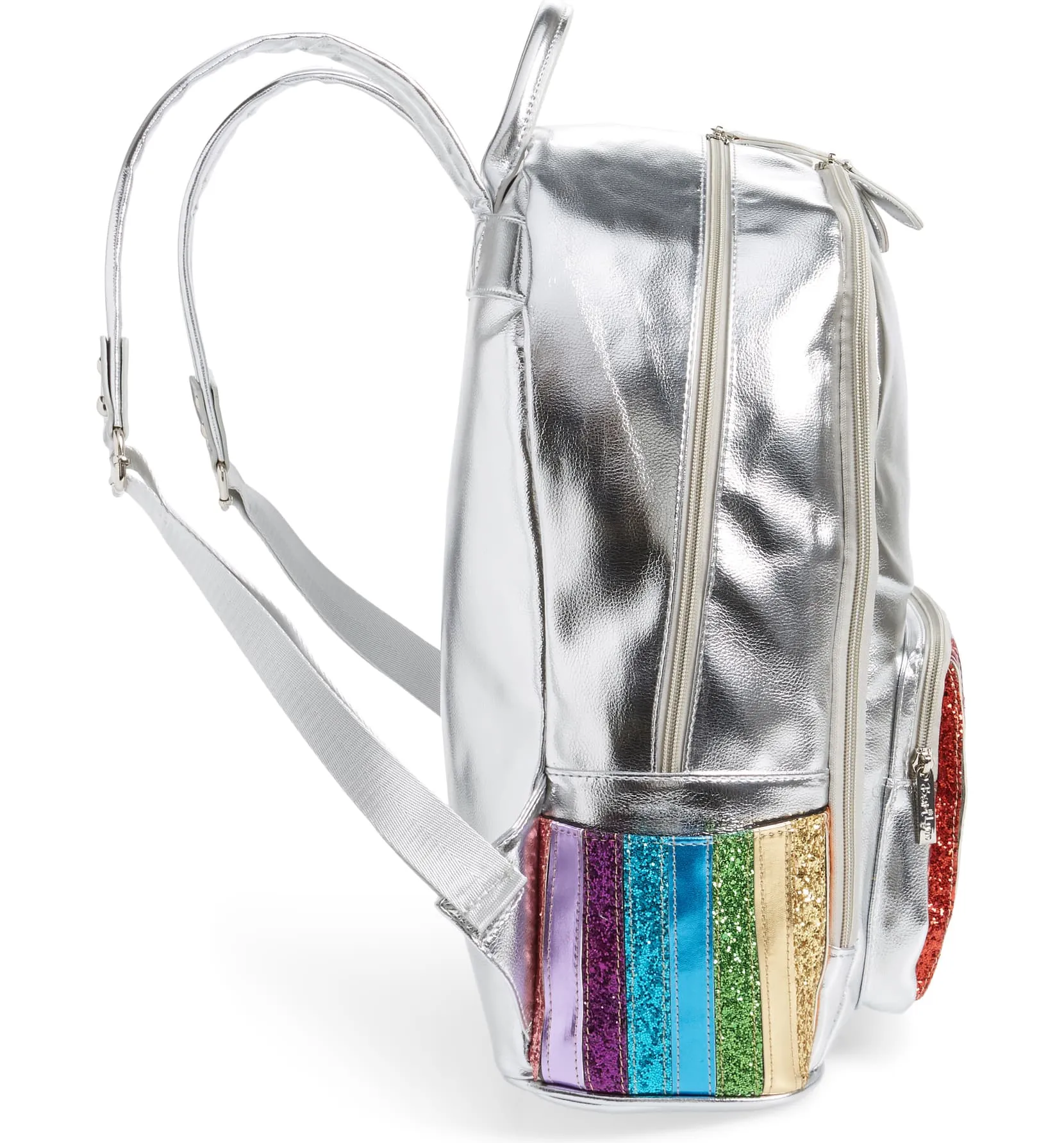 Bari Lynn Rainbow Glitter Stripe Backpack