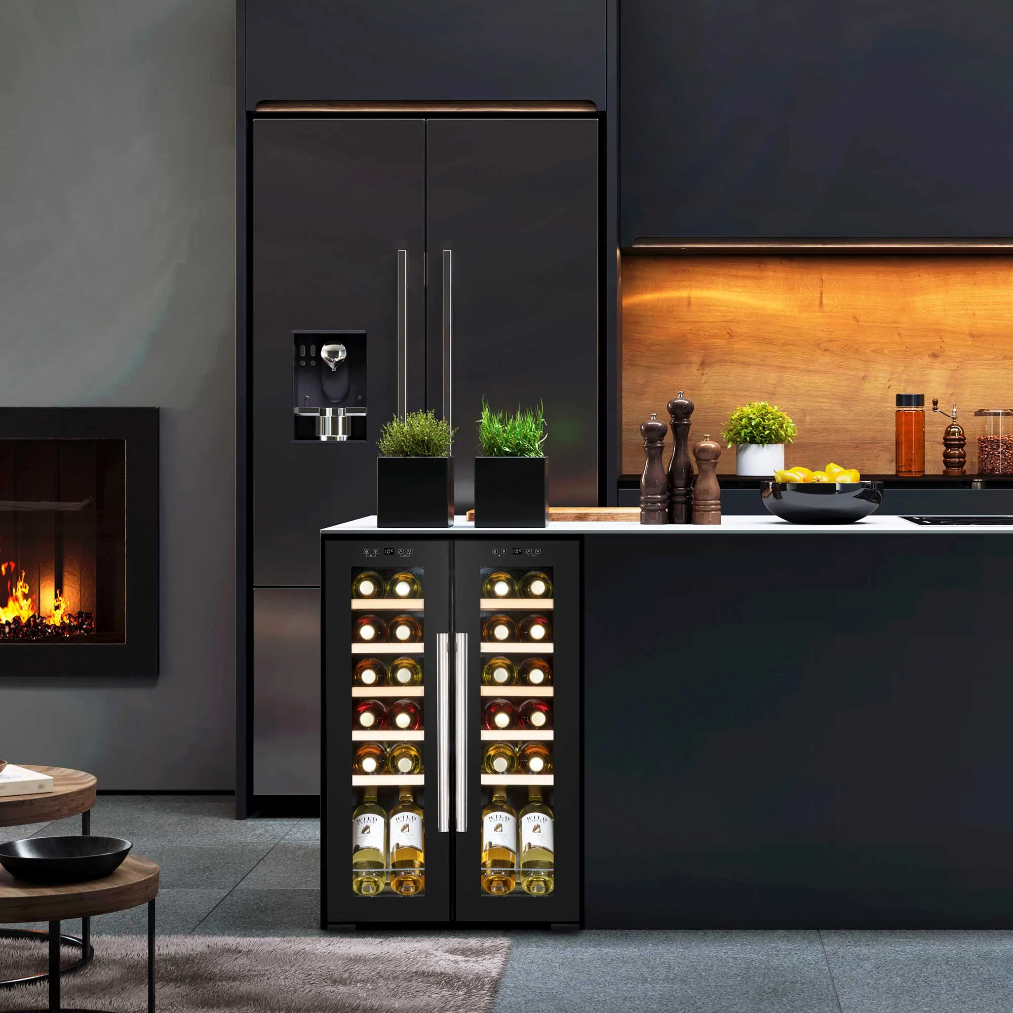 Baridi 24 Bottle Dual Zone Wine Cooler, Fridge, Touch Screen, LED Light, Mirror Glass Door - DH97