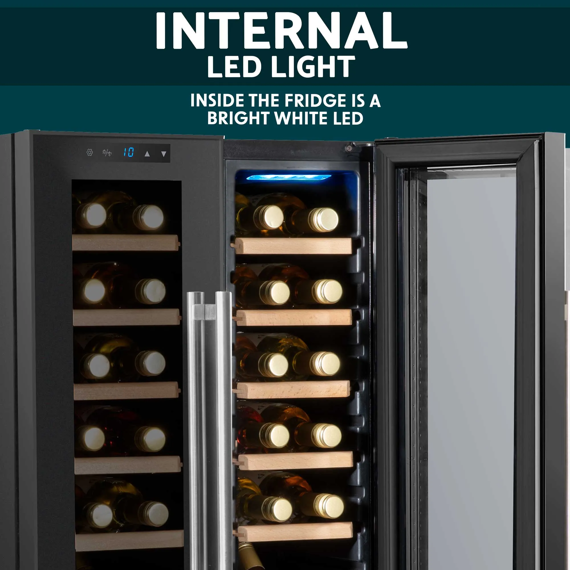 Baridi 24 Bottle Dual Zone Wine Cooler, Fridge, Touch Screen, LED Light, Mirror Glass Door - DH97