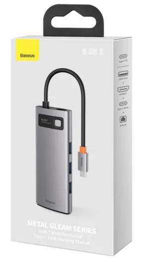 Baseus Metal Gleam Series 6-in-1 Multifunctional Type-C HUB Docking Station
