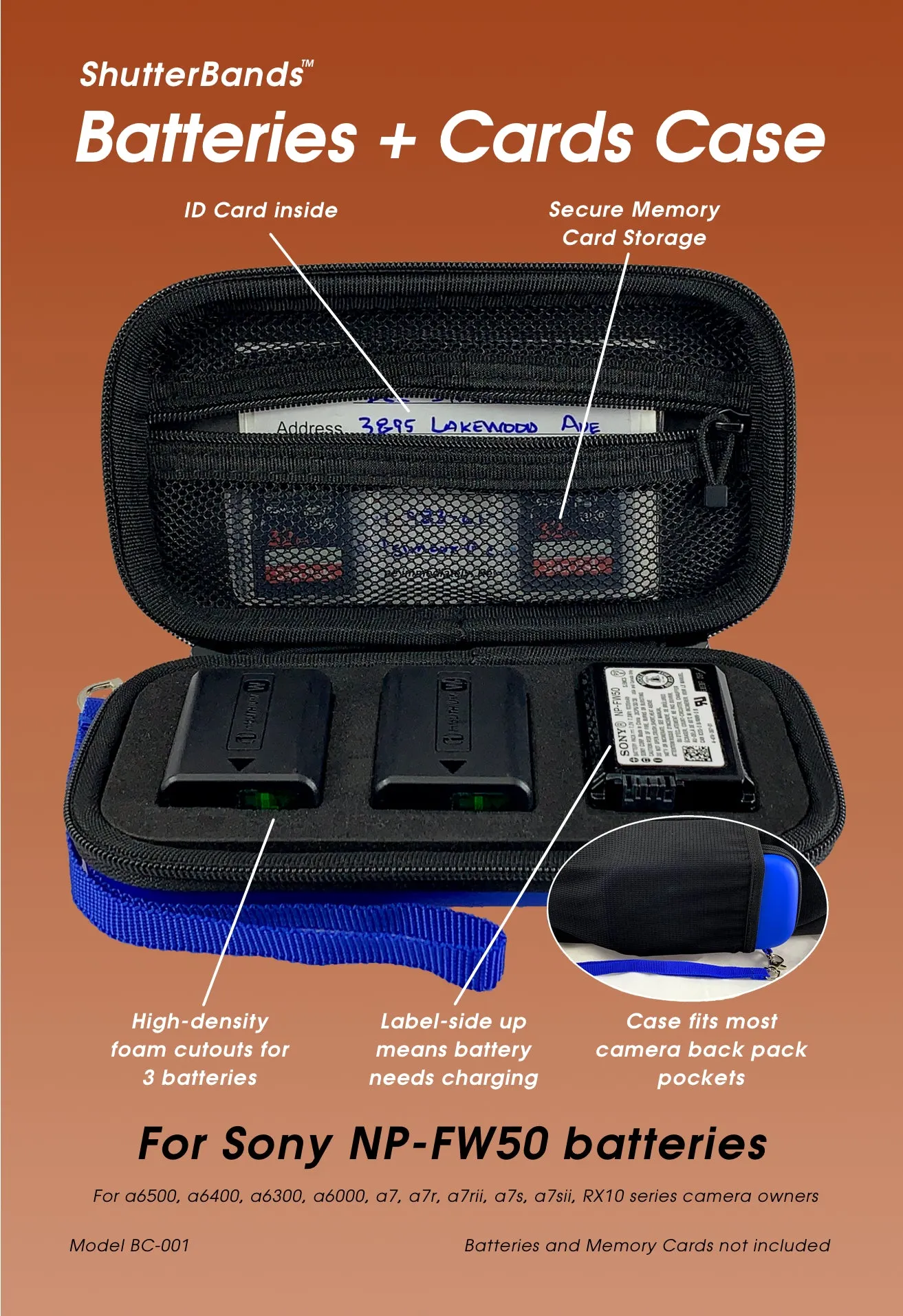 Batteries   Cards Case for Sony NP-FW50 (BC-001)