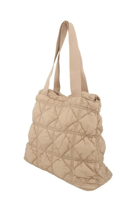 Beige quilted cloud shoulder bag
