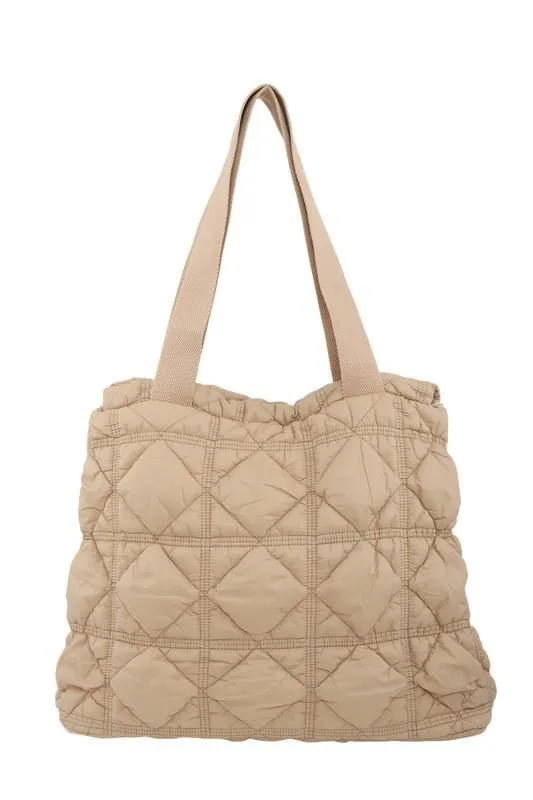 Beige quilted cloud shoulder bag