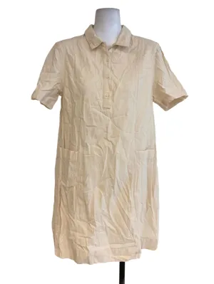 Beige Shirt Textured Dress