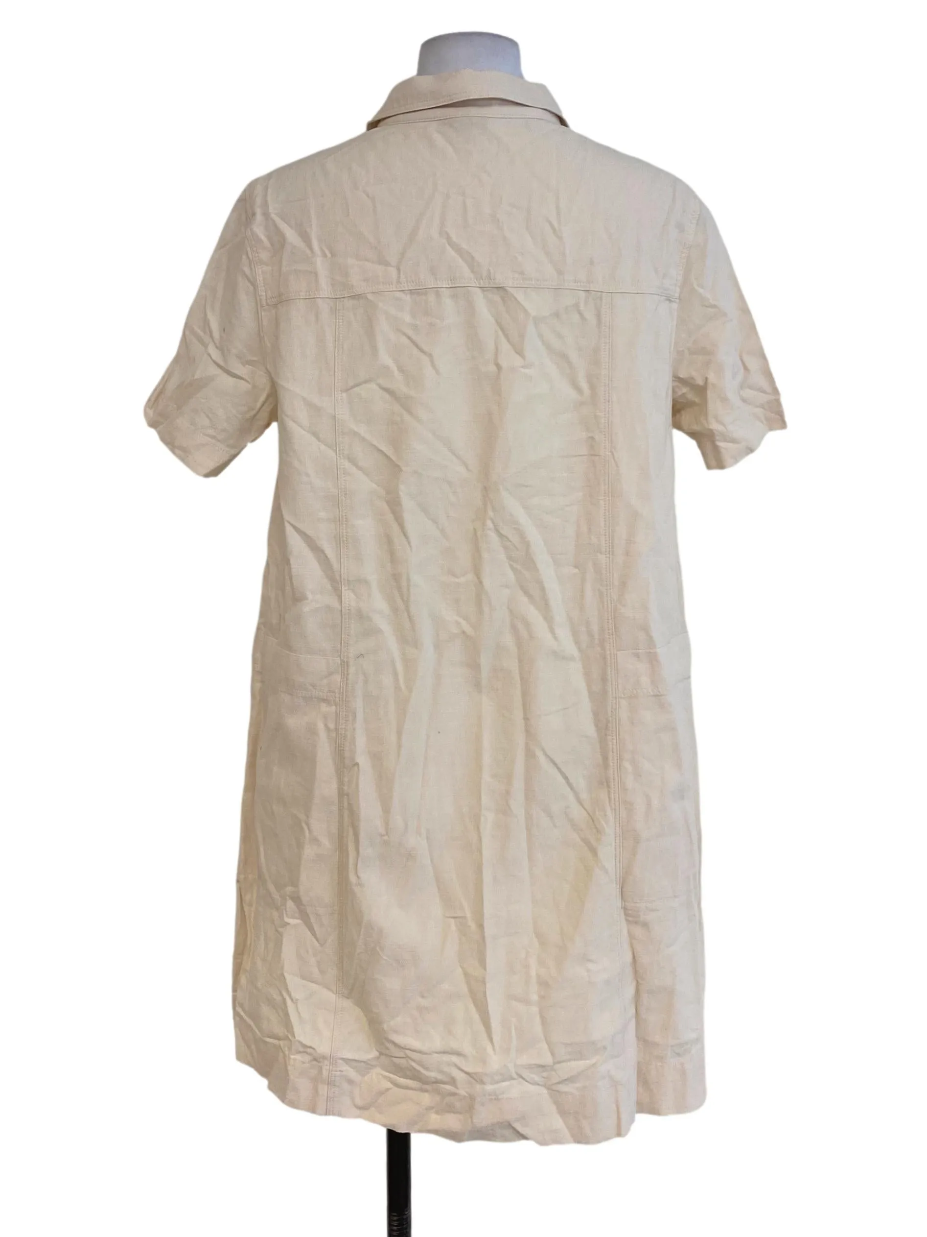 Beige Shirt Textured Dress