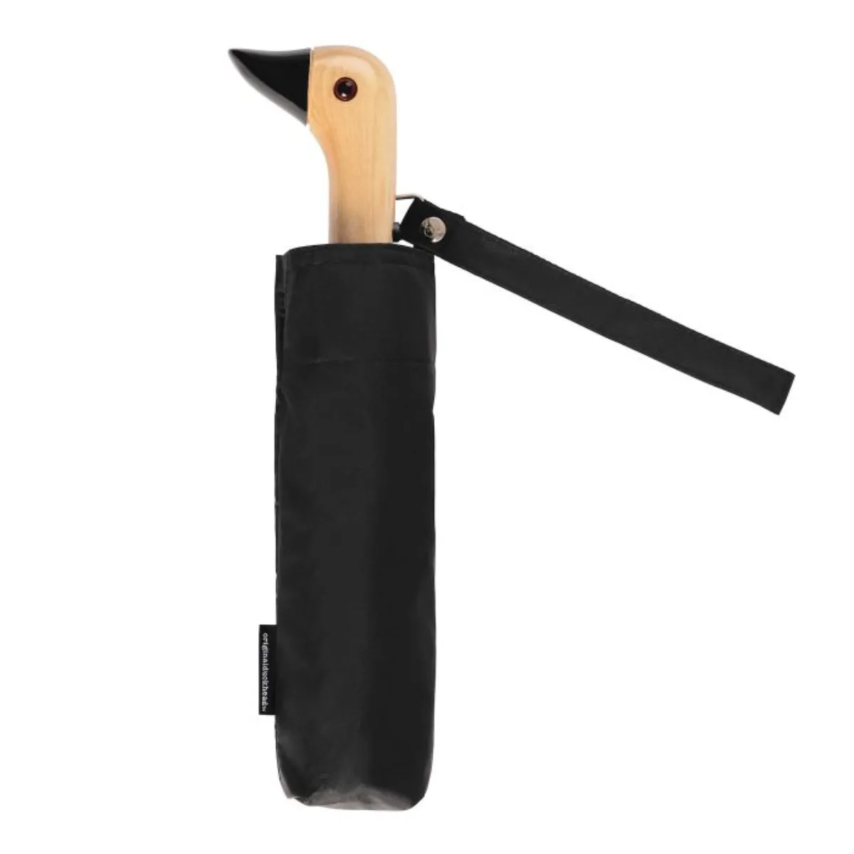 Black 100% recycled plastic bottle Compact Duck Umbrella
