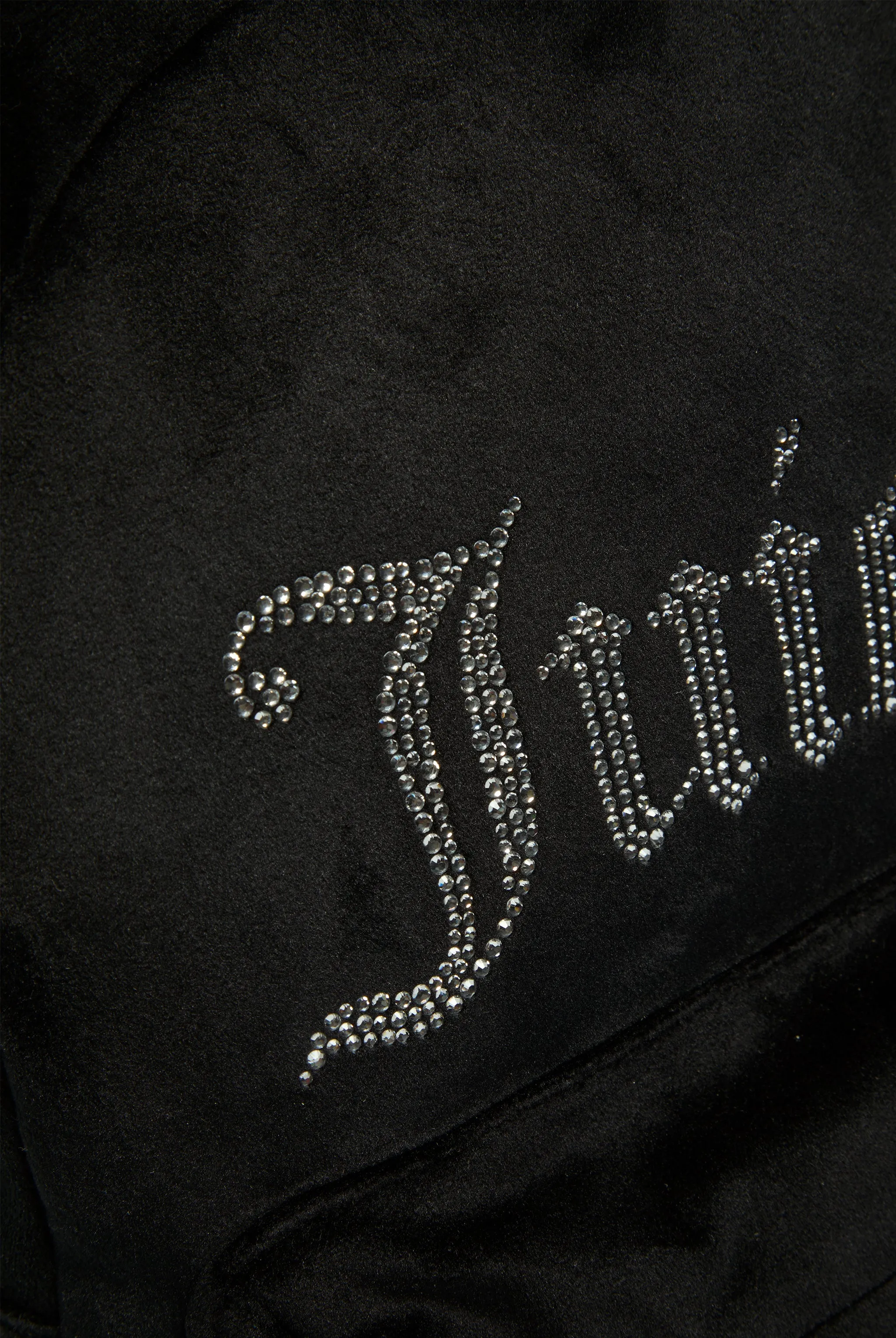 BLACK DIAMANTE VELOUR BACKPACK