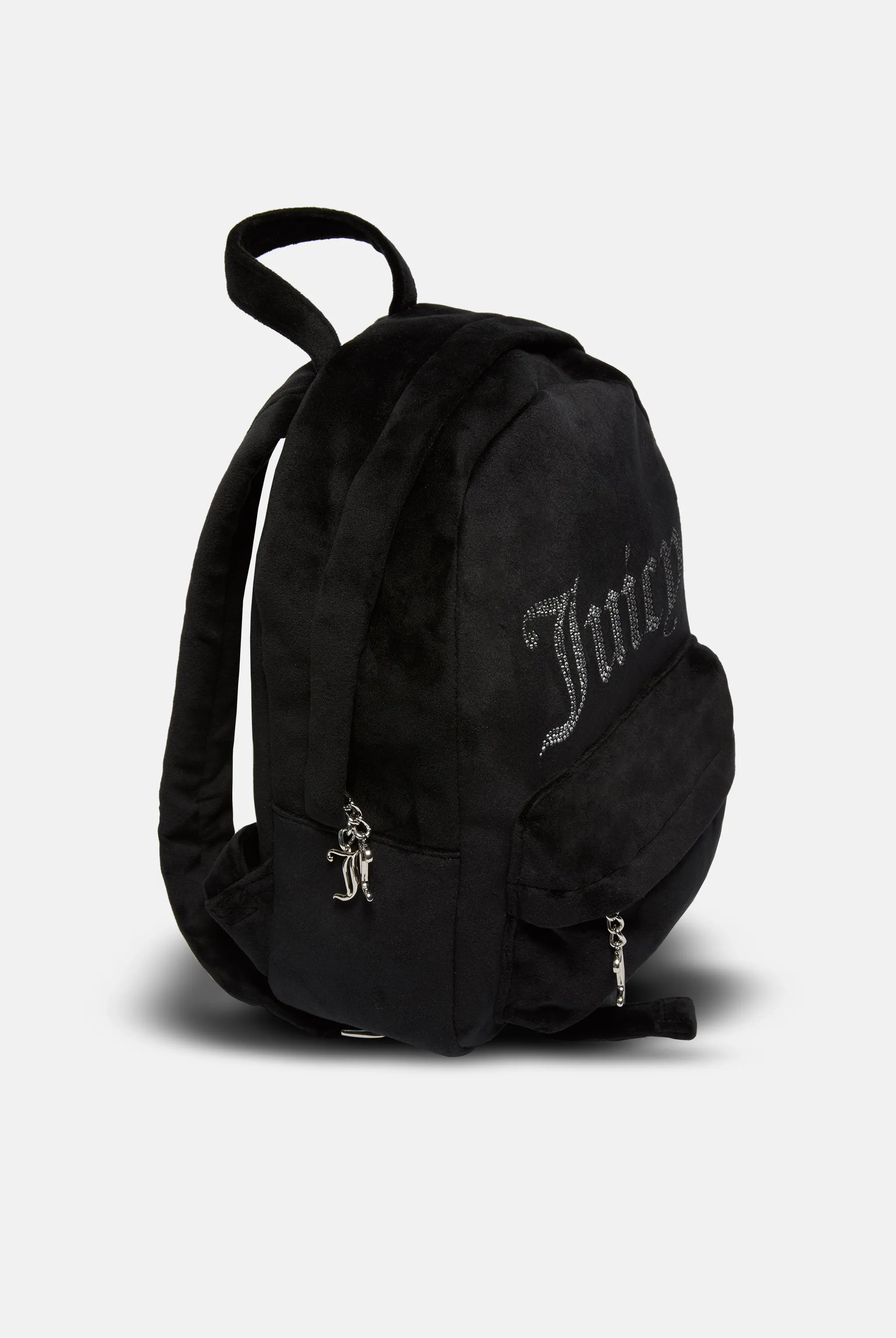 BLACK DIAMANTE VELOUR BACKPACK