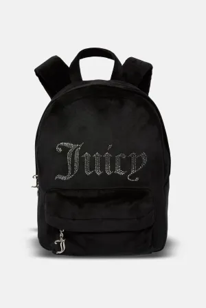 BLACK DIAMANTE VELOUR BACKPACK