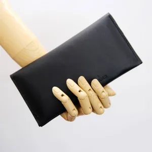 Black LEATHER Womens Bifold Long Wallet Leather Long Wallet FOR Women