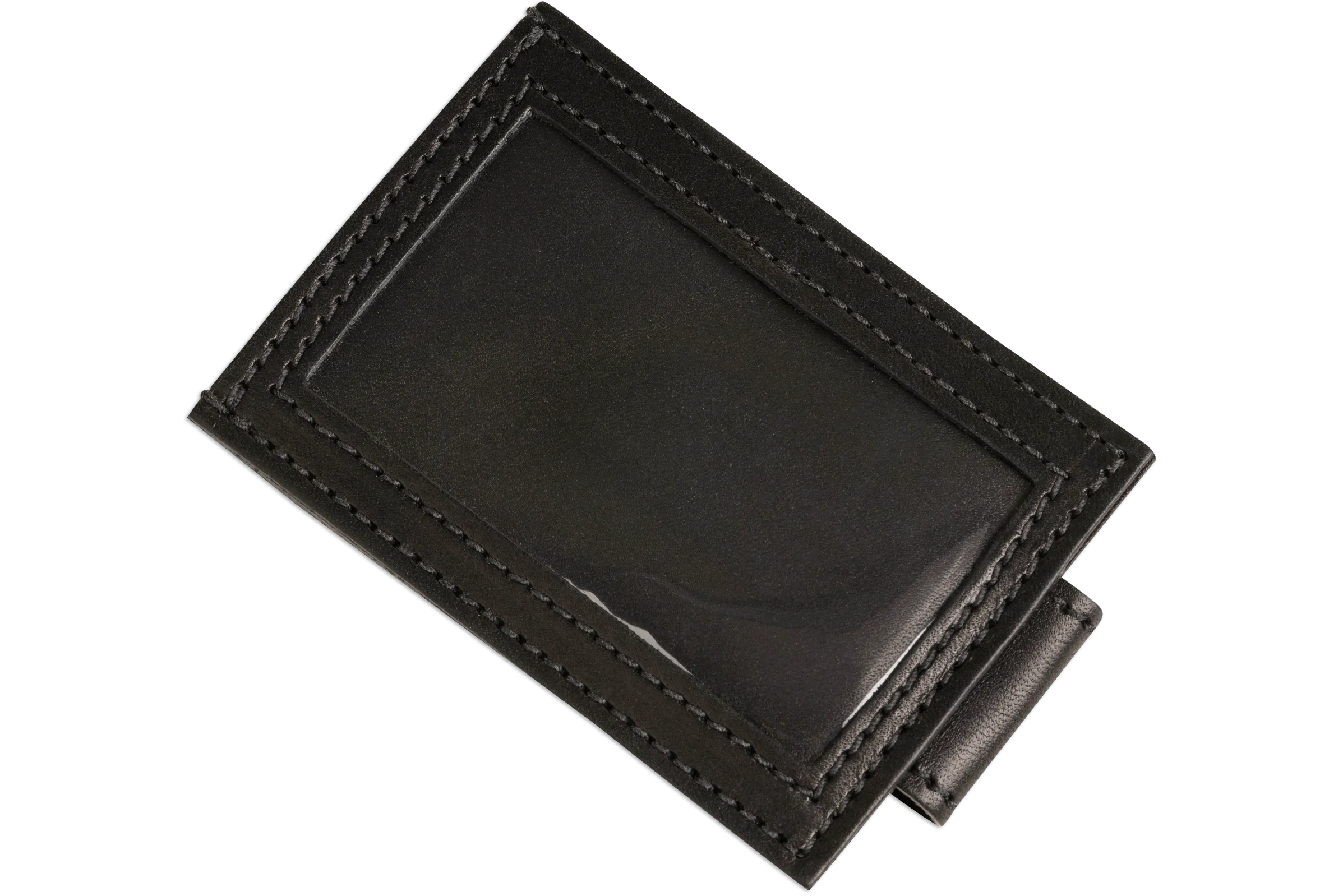 Black Premium Leather Slim ID Wallet With Magnetic Money Clip
