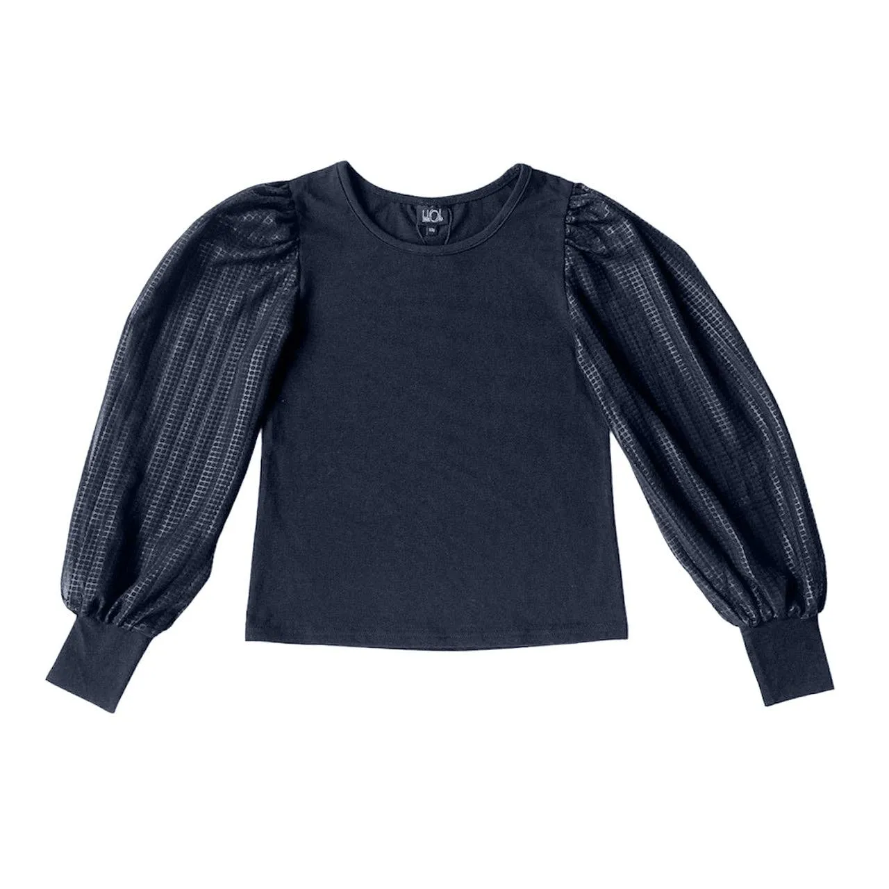Black Textured Sleeve Top..