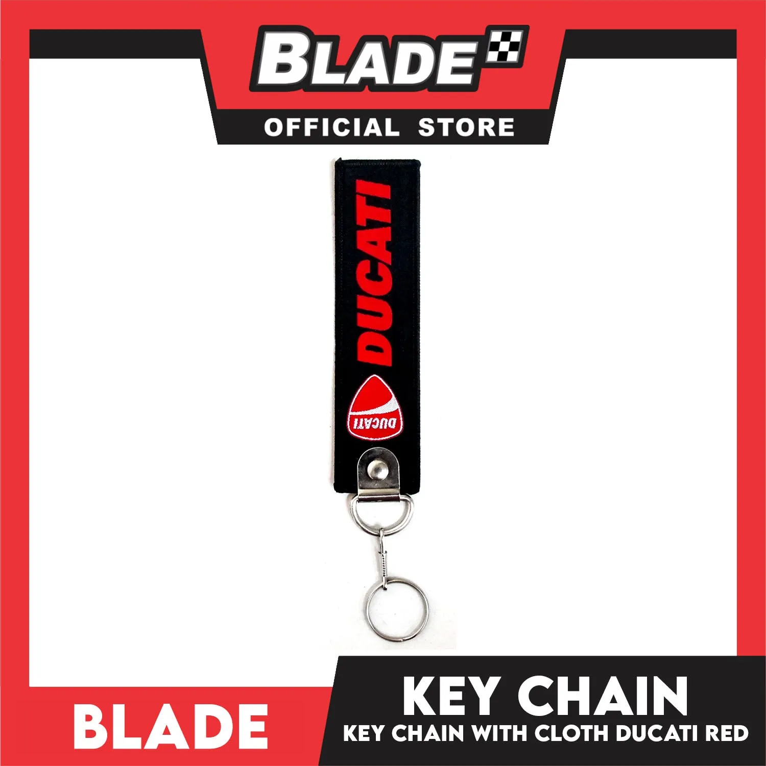 Blade Keychain Key Tag Lanyard with Metal Hook Key Ring Attachment (Ducati Design)