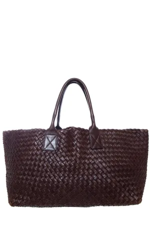 Bottega Veneta Chocolate Intrecciato Cabat Tote