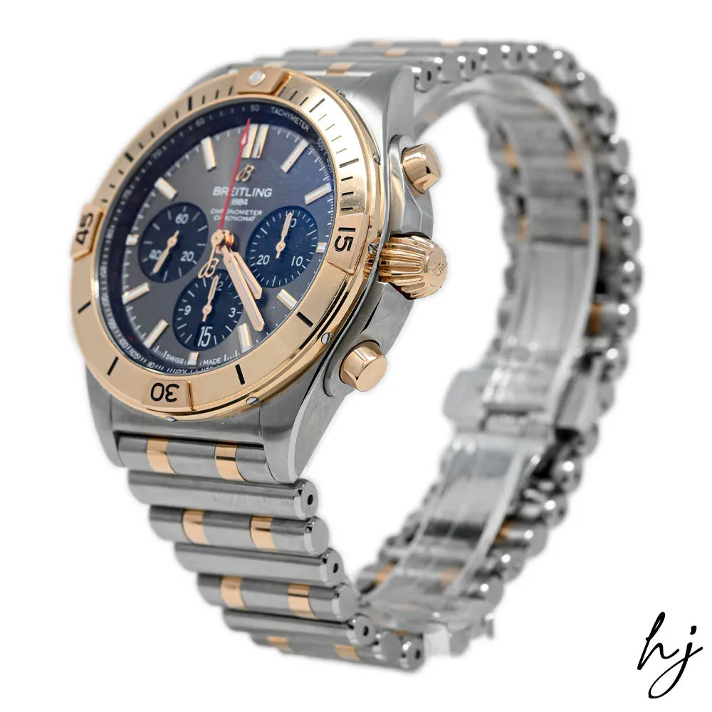 Breitling Men's Chronomat 18K Red Gold & Steel 42mm Grey Anthracite Stick Dial Watch Reference #: UB0134101B1U1