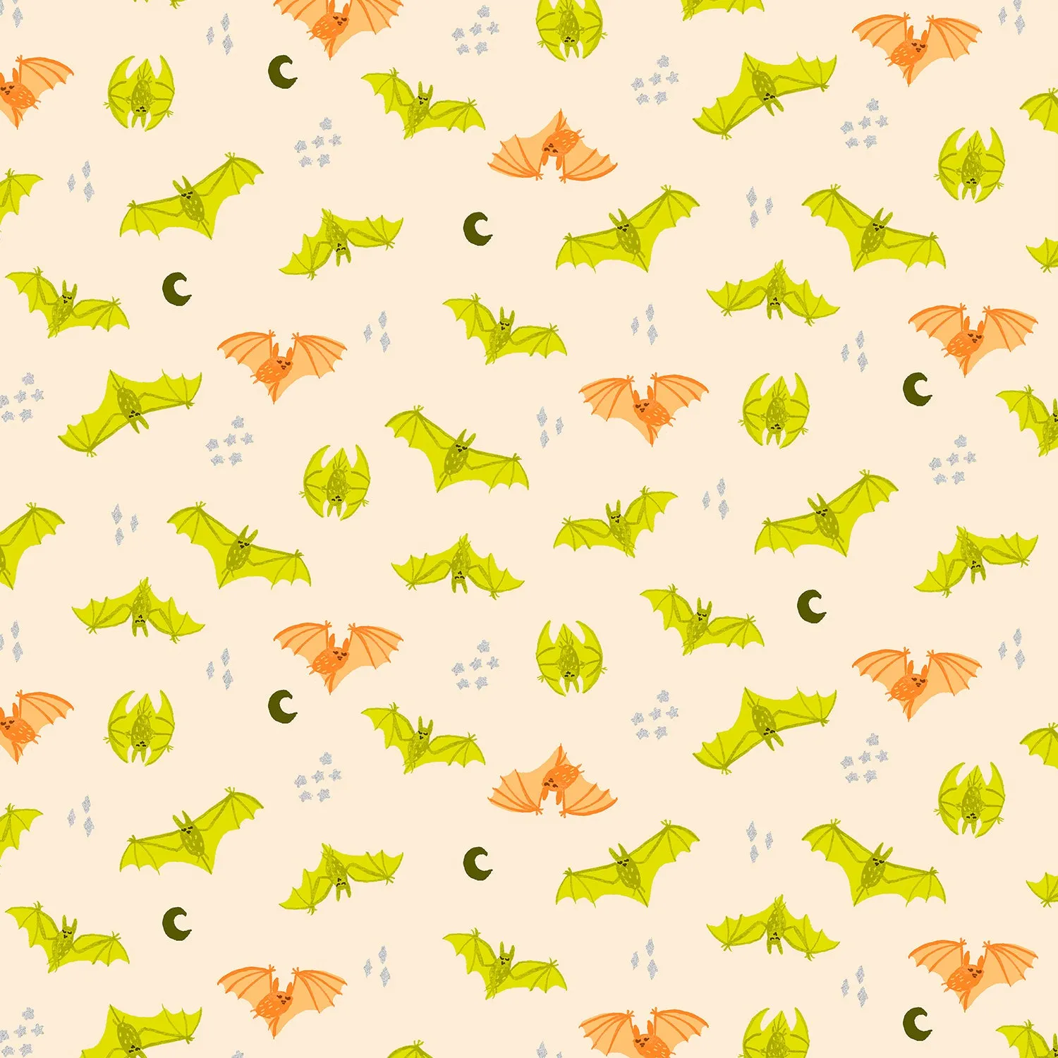 Bring Your Own Boos, Bat Attack in Trick-or-Treat Metallic - fat quarter
