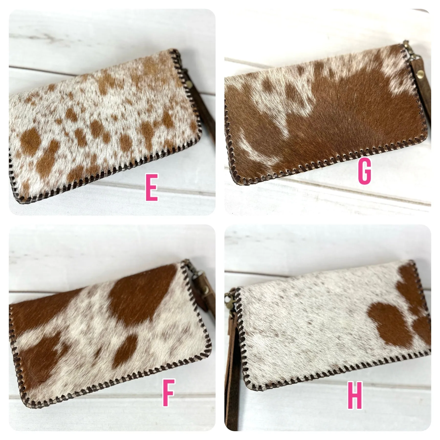 Brown Cowhide Whipstitch Leather Outer Wallet